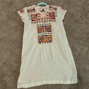 Johnnie Was Embroidered White Linen Dress XS